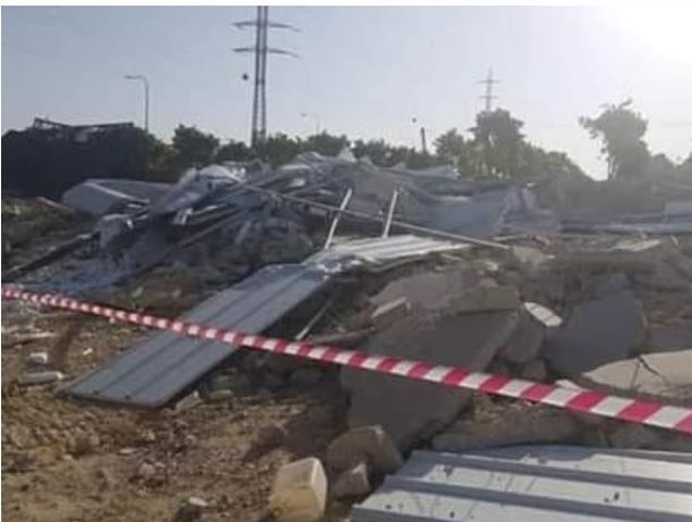 The Israeli  occupation forces demolishes the "COVID-19" center building in Hebron.
