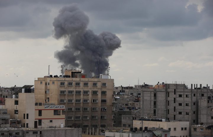 Israeli warplane attacks a target in Gaza Strip